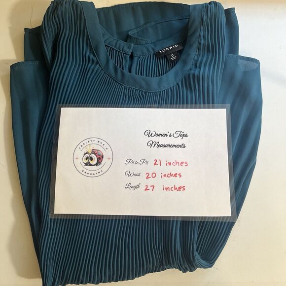 Torrid womens blue pleated tank top blouse size 0 lightweight flowy - Picture 5 of 5